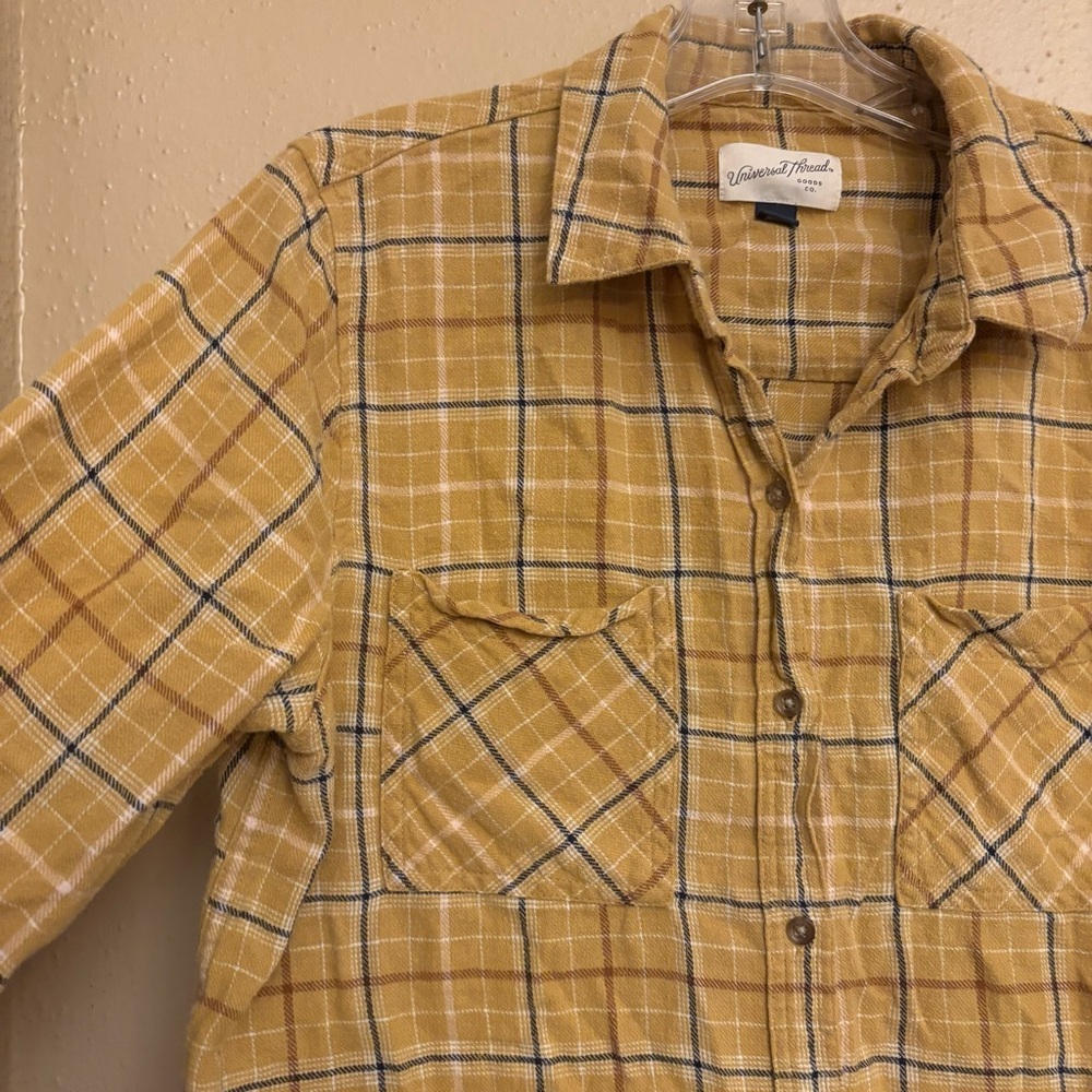 Universal Thread Yellow Plaid Button Down - image 5